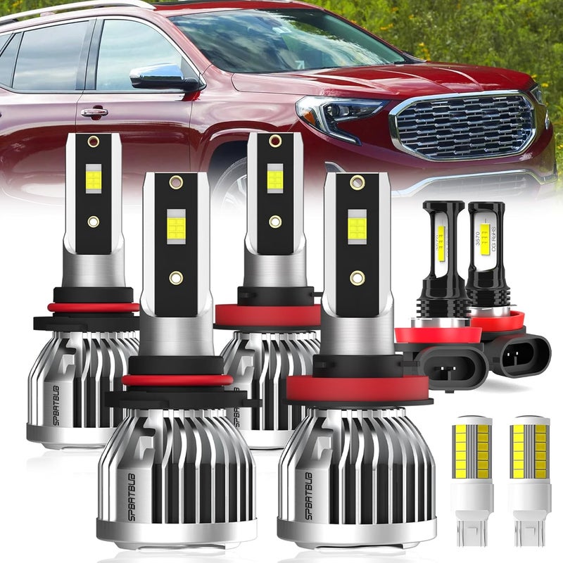 SPBRTBUB Dedicated Bulbs for 2010-2018 GMC Terrain light Bulbs, 9005 High Beam H11 Low Beam H11 Fog Light Turn signal Lights Combo, 8-Pack - Image 1